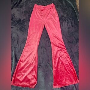 PLT pink velour flare pants
